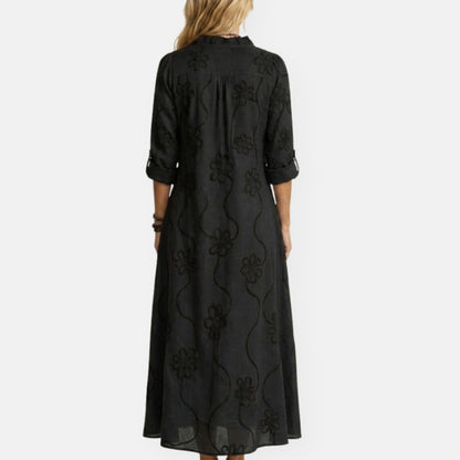 Maryse | Robe longue brodée à motifs floraux
