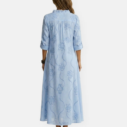 Maryse | Robe longue brodée à motifs floraux