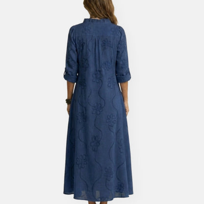 Maryse | Robe longue brodée à motifs floraux