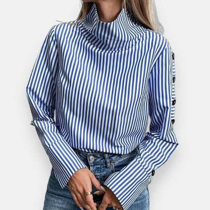 Ambrosine | Blouse rayée à col montant