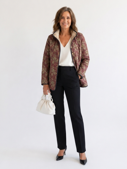 DELACROIX | Veste Matelassée Damas Prune Sophie