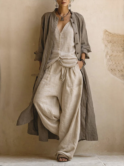 Completo Donatienne — gilet long boho en trois pièces