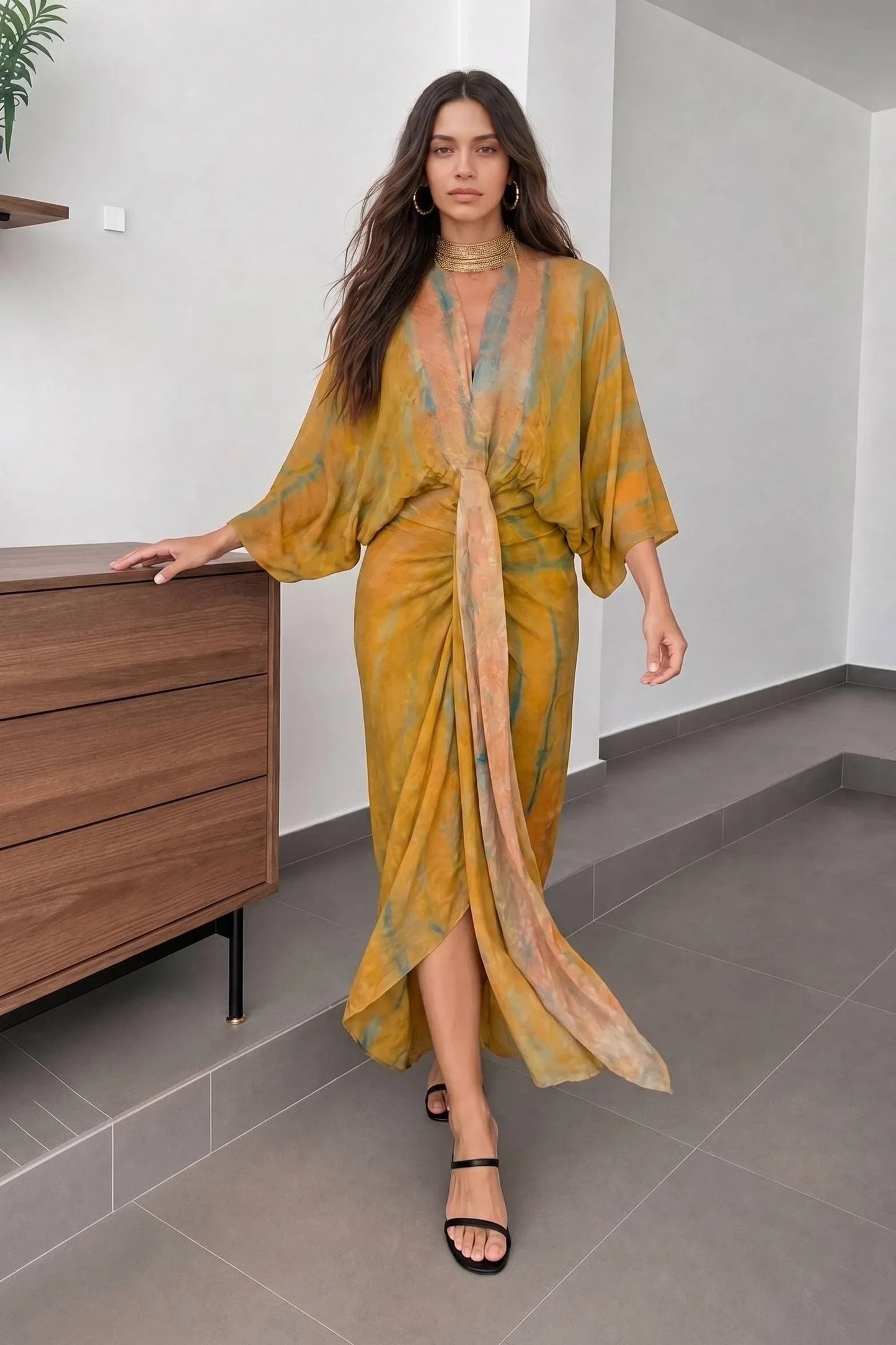 Robe Imprimée Style Kimono
