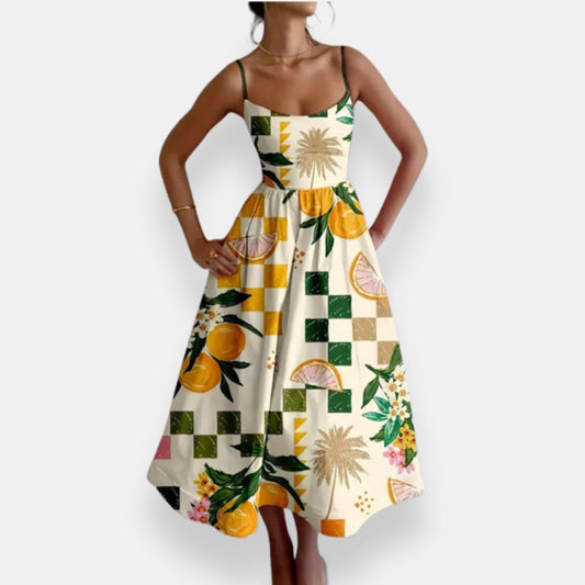 Fronsède | Robe mi-longue imprimé tropical