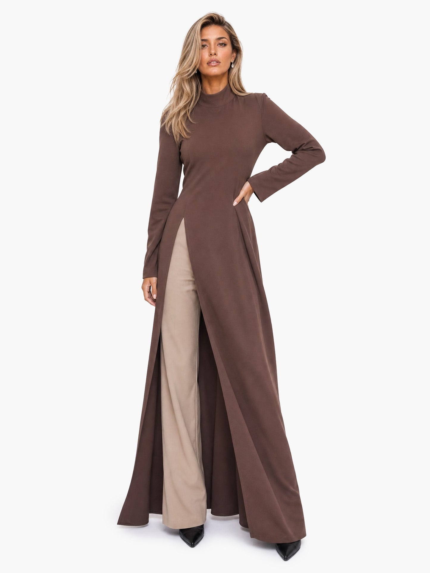 Robe Longue Élegante avec Fente Tendance