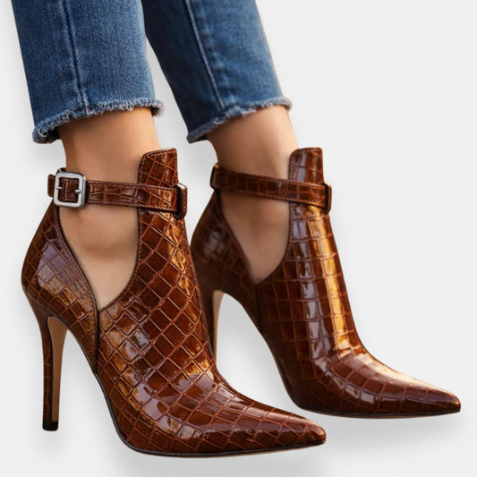 Simone | Escarpins croco vernies