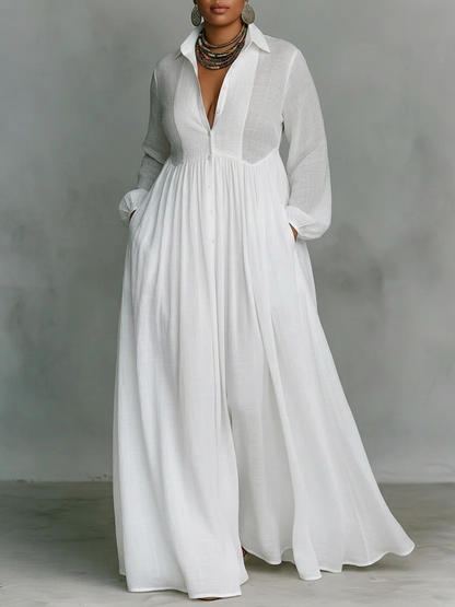 GLORIA™ - ROBE MAXI EN PATCHWORK EN LIN