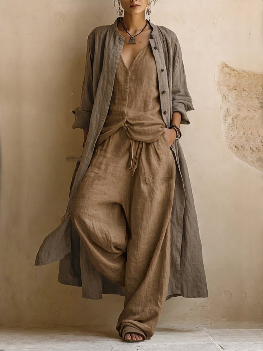 Completo Donatienne — gilet long boho en trois pièces