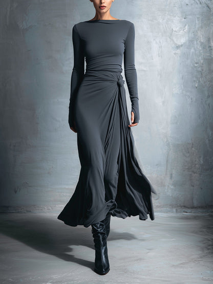 Gabriella | Robe longue avec nœud latéral