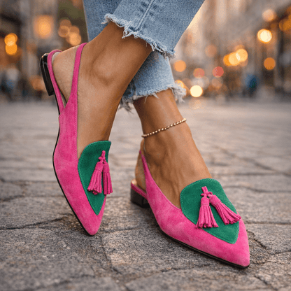 Eliza | Sandales avec lanières et pompons
