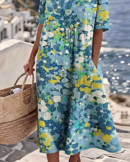 ELENA™ - ROBE MIDI ÉLÉGANTE À FLEURS D'ÉTÉ