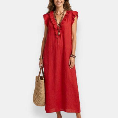 Félourinde | Robe maxi volants col