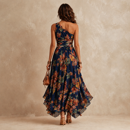 Celeste | Robe Maxi à Une Épaule à Fleurs