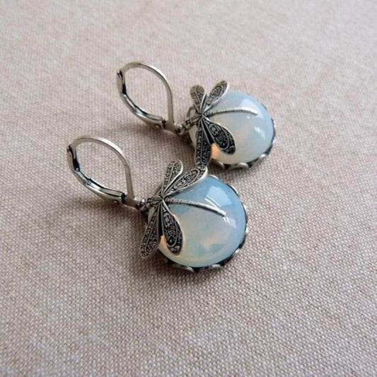 DELACROIX | BOUCLES D’OREILLES LIBELLULE EN ARGENT 925 AVEC CRISTAL BLANC