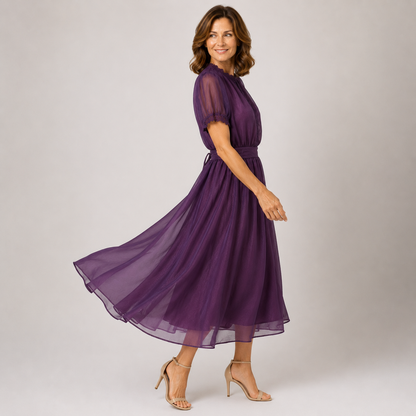 Flavia | Robe Maxi avec décolleté en goutte et dentelle en chiffon