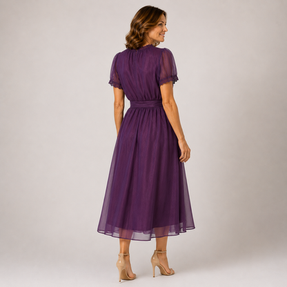 Flavia | Robe Maxi avec décolleté en goutte et dentelle en chiffon