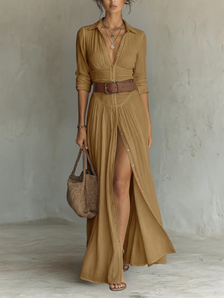 DOLORES™ - ROBE MAXI EN LIN ÉLÉGANTE D'ÉTÉ