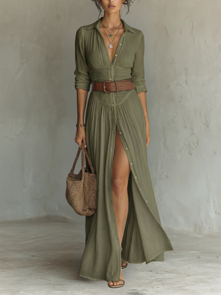 DOLORES™ - ROBE MAXI EN LIN ÉLÉGANTE D'ÉTÉ