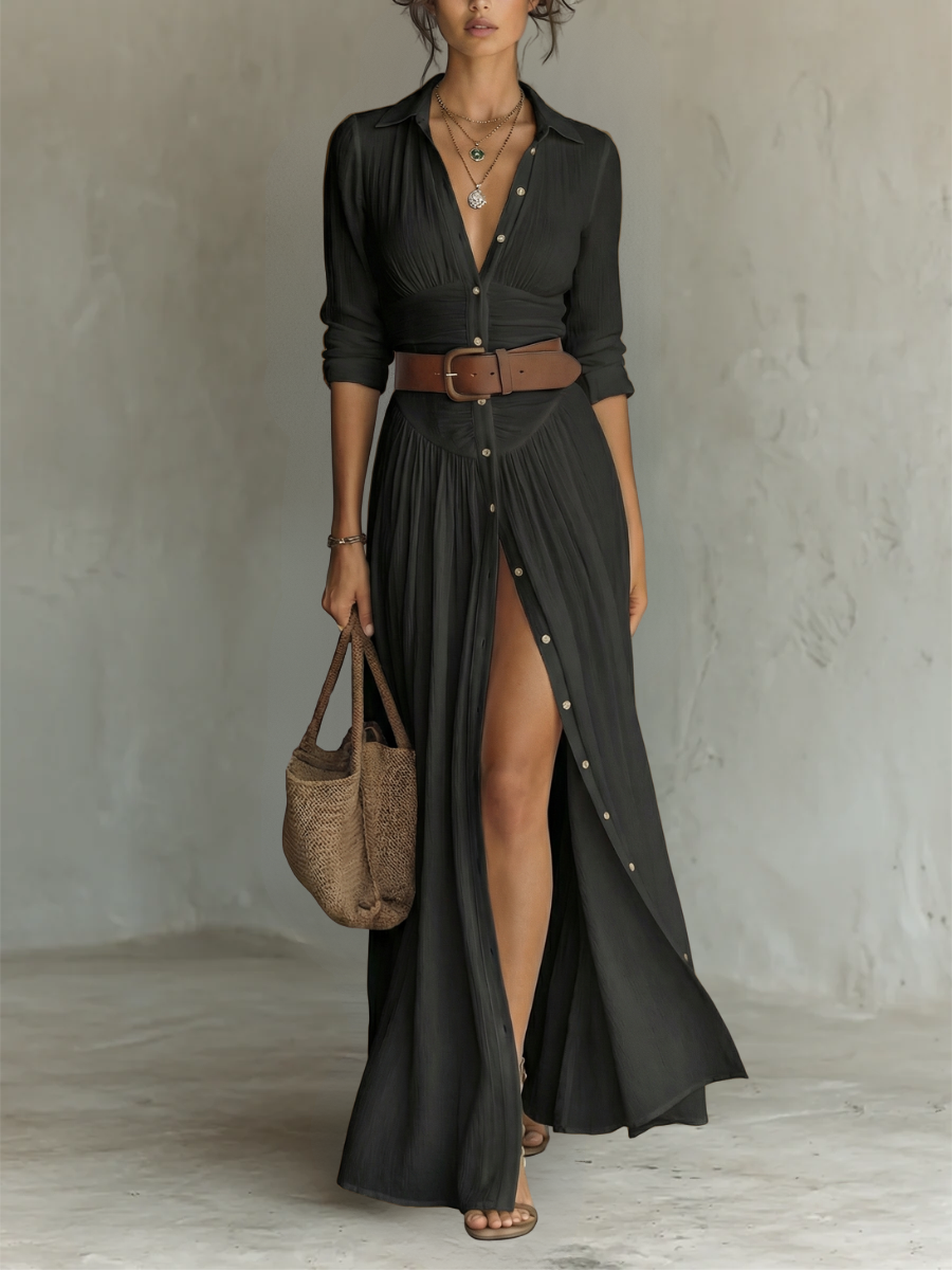 DOLORES™ - ROBE MAXI EN LIN ÉLÉGANTE D'ÉTÉ