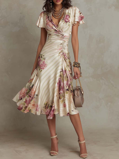 Alba | Élégant Robe Midi Florale Rétro