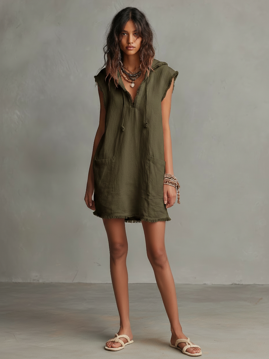 Lina | Minimalist Linen-Blend Mini Dress