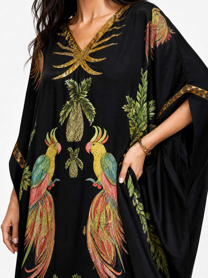 Robe palmier à épaule tombante