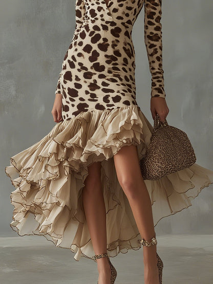 Éléonora | Robe à volants imprimée animal