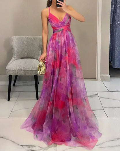 Giselle | Robe maxi en chiffon avec motif floral
