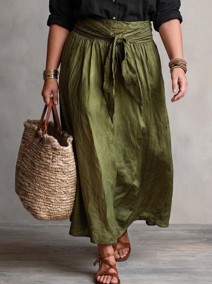 VERA™ - ENSEMBLE ÉLÉGANT DE DEUX PIÈCES POUR L'ÉTÉ : BLOUSE NOIRE & JUPE OLIVE