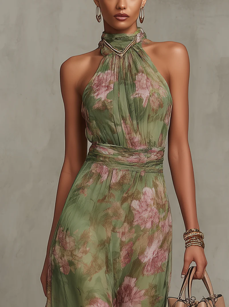 Livia | Robe maxi avec col halter et design élégant