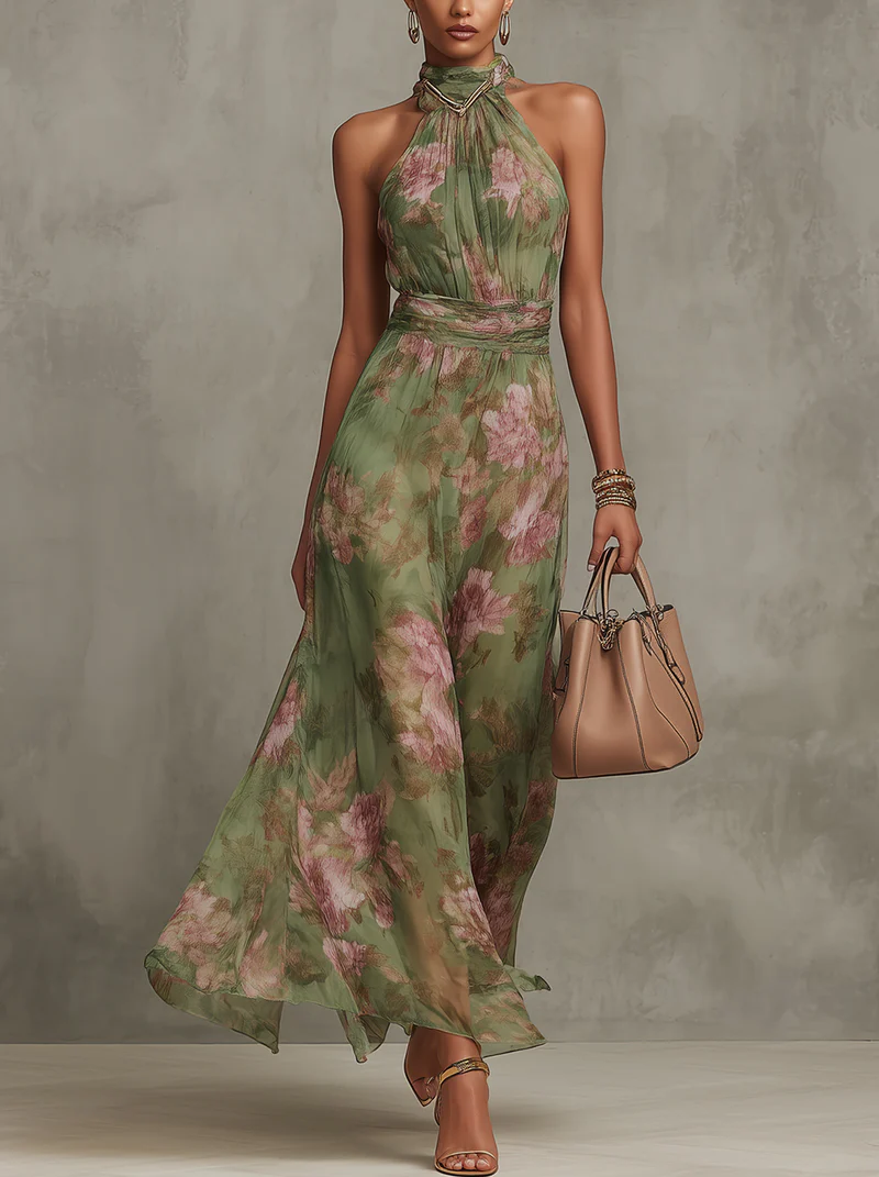 Livia | Robe maxi avec col halter et design élégant