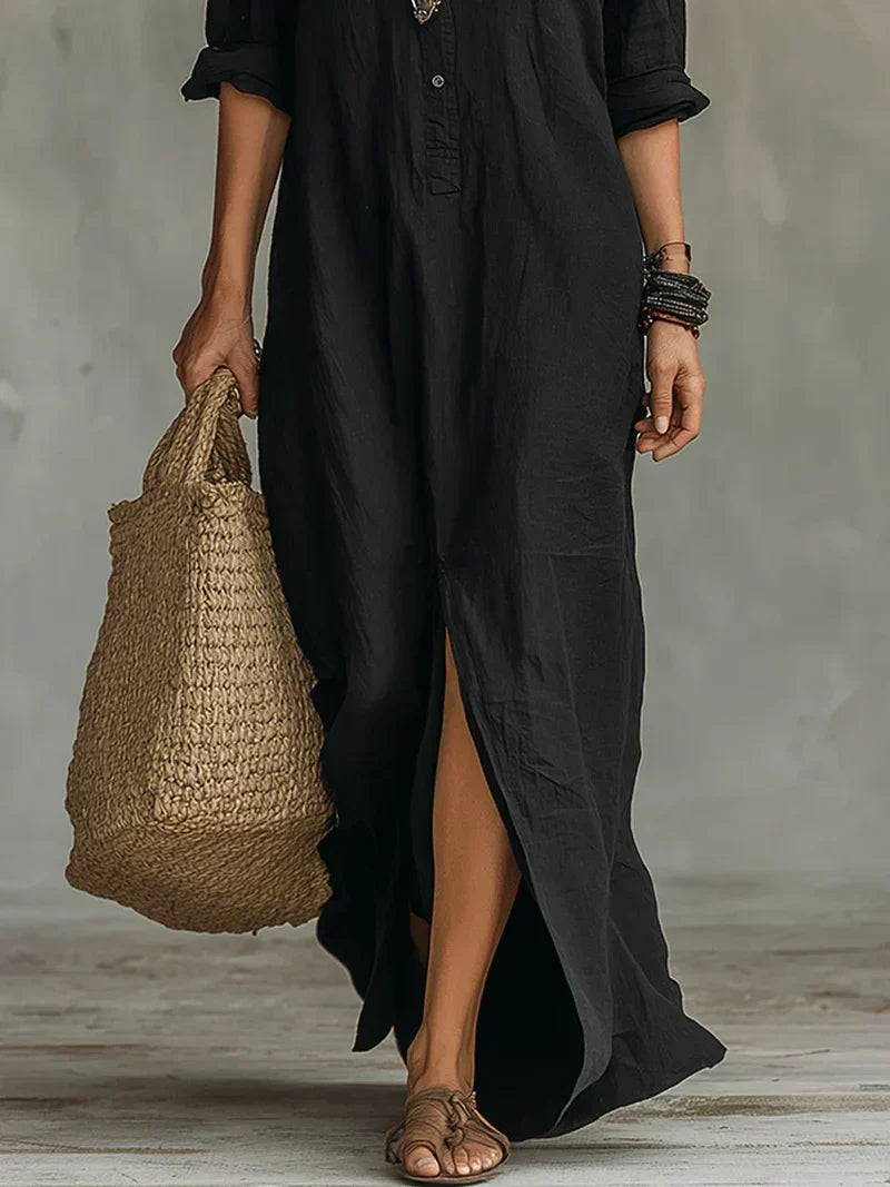 Robe Céline — robe maxi à coupe ample avec des boutons