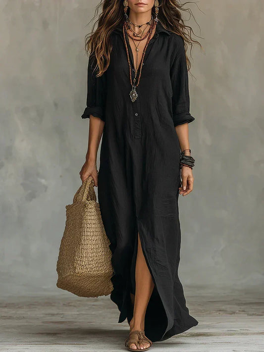Robe Céline — robe maxi à coupe ample avec des boutons