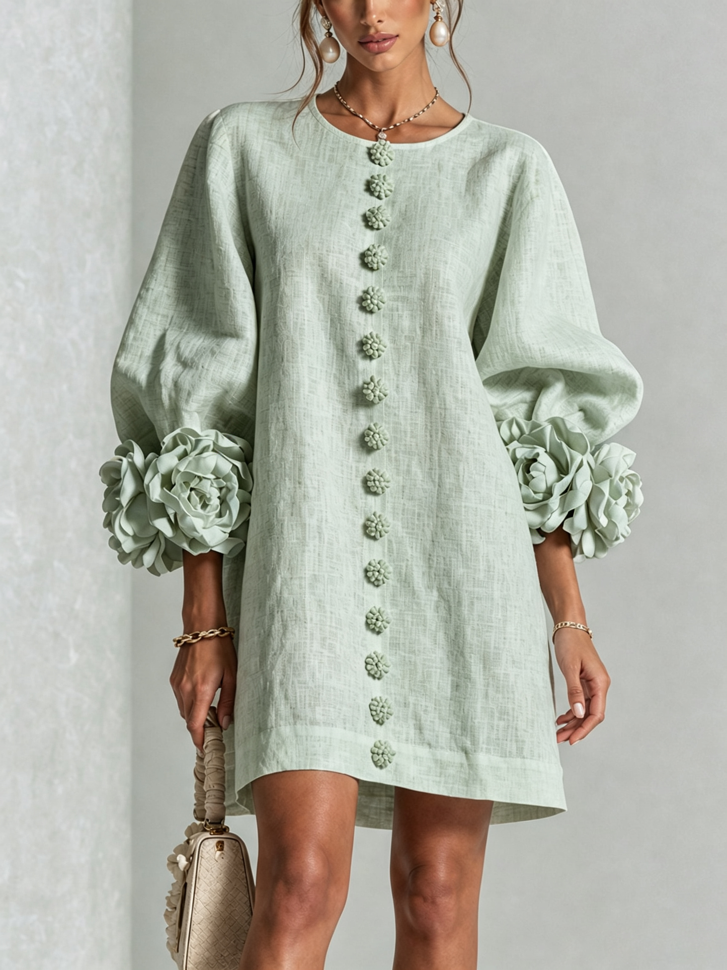 Robe Mini Florale Boutonnée