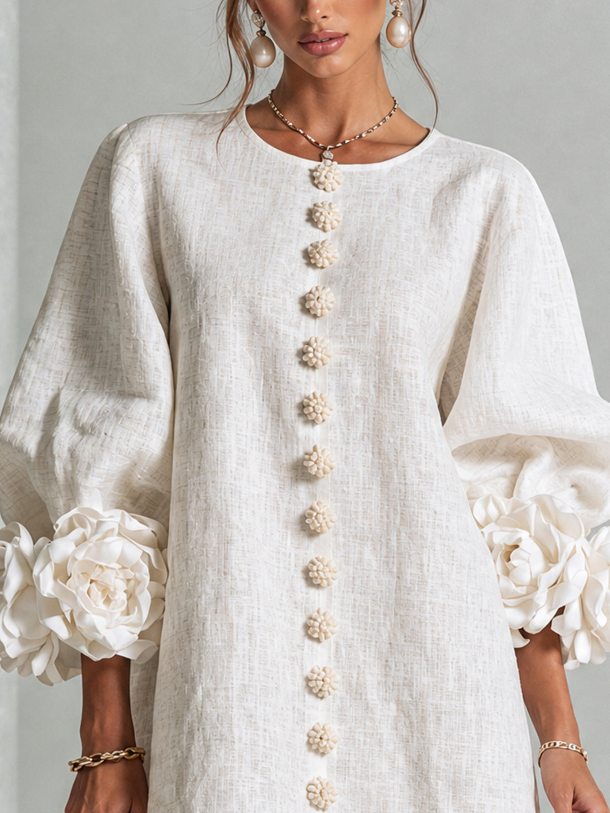 Robe Mini Florale Boutonnée
