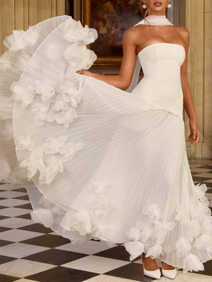 Robe Maxi avec Design en Pétales