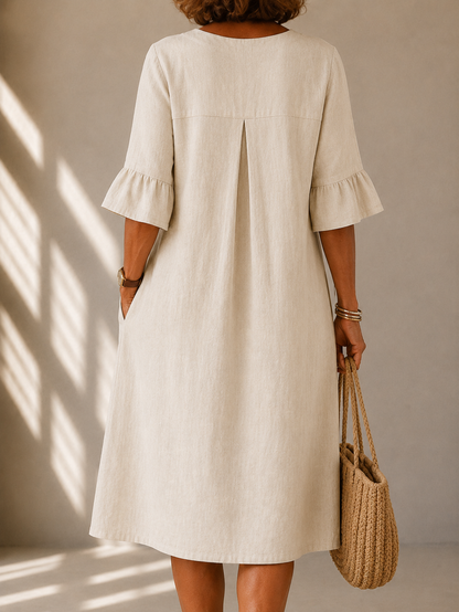 DELACROIX | Robe Boutonnée Pli Creux Charlotte