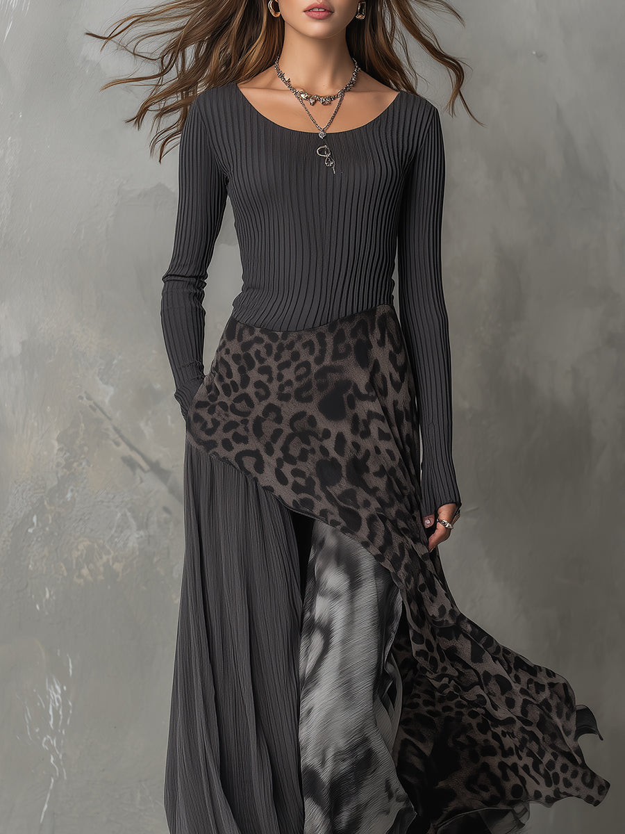 Martina | Robe longue à motif léopard