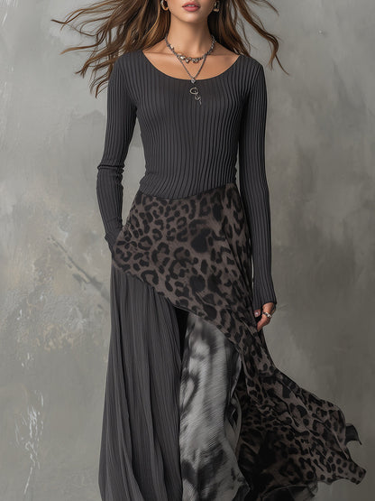 Martina | Robe longue à motif léopard