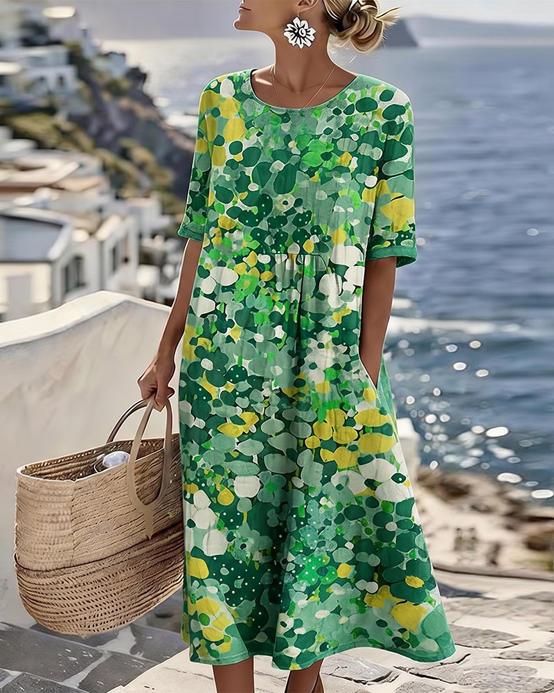 ELENA™ - ROBE MIDI ÉLÉGANTE À FLEURS D'ÉTÉ