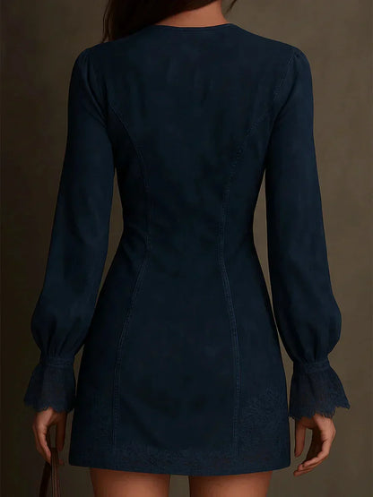 Jasmine – Blue Mini Dress with Lace