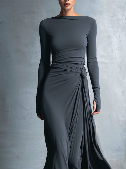 Gabriella | Robe longue avec nœud latéral