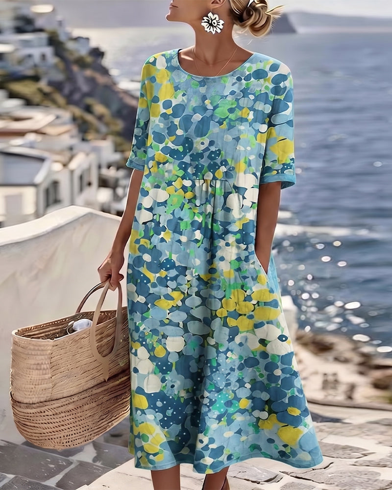 ELENA™ - ROBE MIDI ÉLÉGANTE À FLEURS D'ÉTÉ
