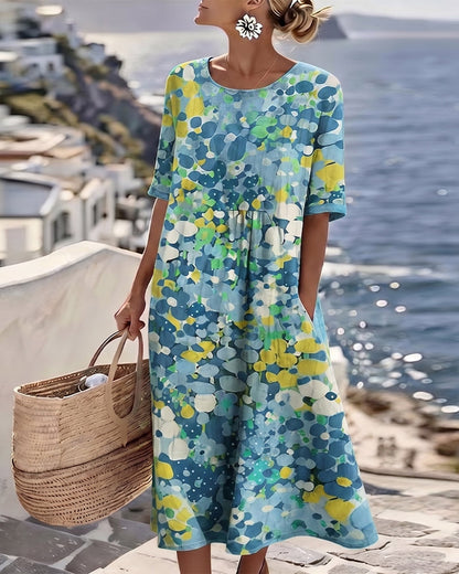 ELENA™ - ROBE MIDI ÉLÉGANTE À FLEURS D'ÉTÉ