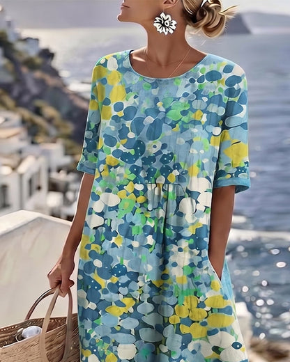 ELENA™ - ROBE MIDI ÉLÉGANTE À FLEURS D'ÉTÉ