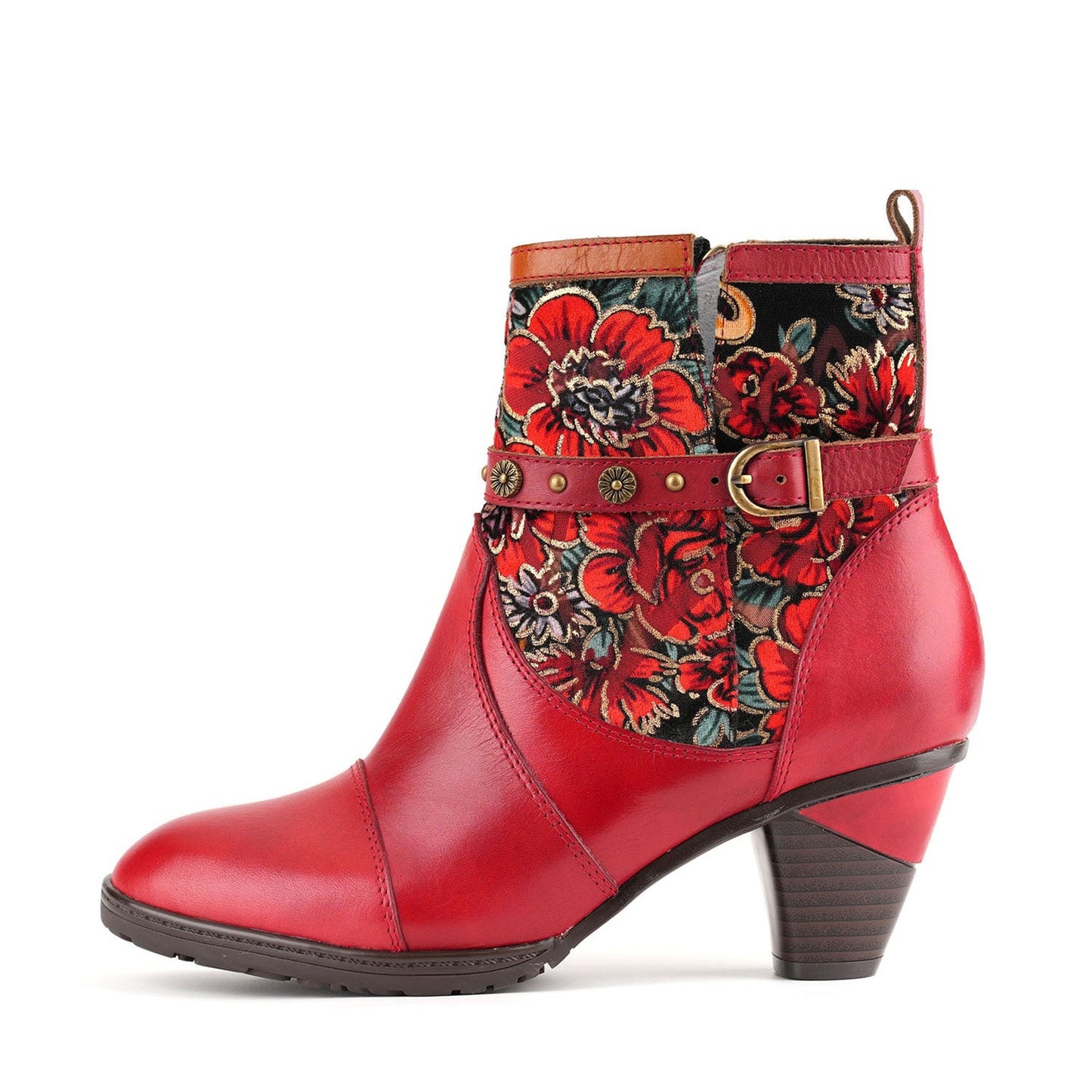 Vintage Vibrant Floral Ankle Boots