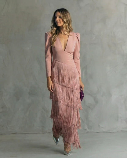 Chiara | Robe élégante avec des manches à franges