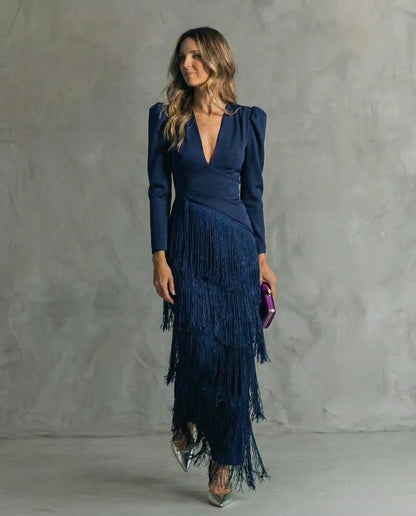 Chiara | Robe élégante avec des manches à franges