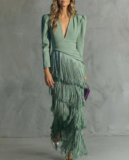 Chiara | Robe élégante avec des manches à franges