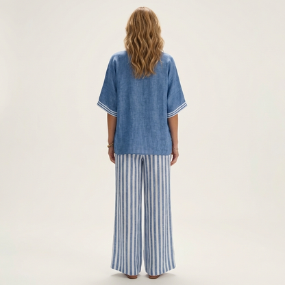 Ensemble Rayé à Col V